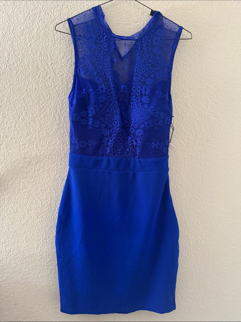 Haute Monde Royal Blue Lace Sheath Mini Dress *size Small